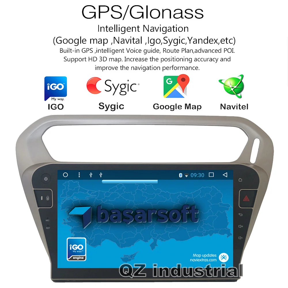 QZ промышленный HD 10," Android для peugeot 301 для Citroen Elysee автомобильный dvd-плеер с 3g 4G wifi gps Радио BT Navi RDS карта