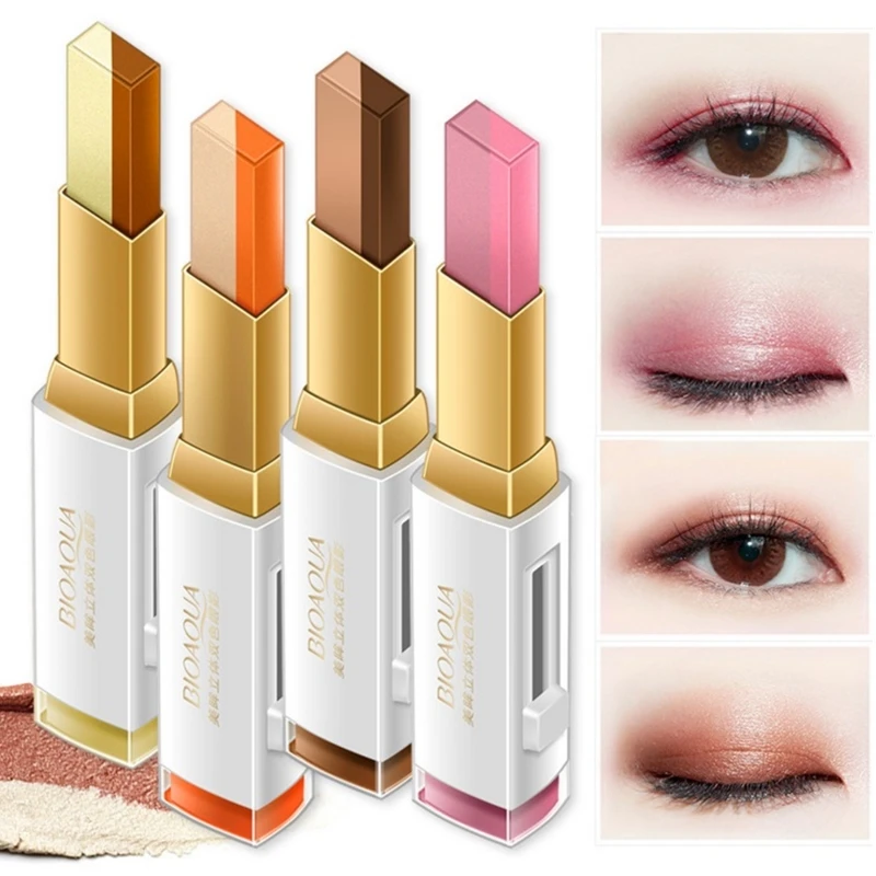 тени матовые Век два-Цвет глиттер для век легко окрашенные прочный Макияж