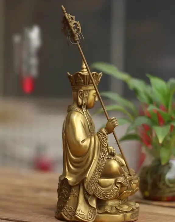8&quotChinese Buddhism brass Copper Ksitigarbha Jizo King Bodhisattva Buddha Statue | Дом и сад