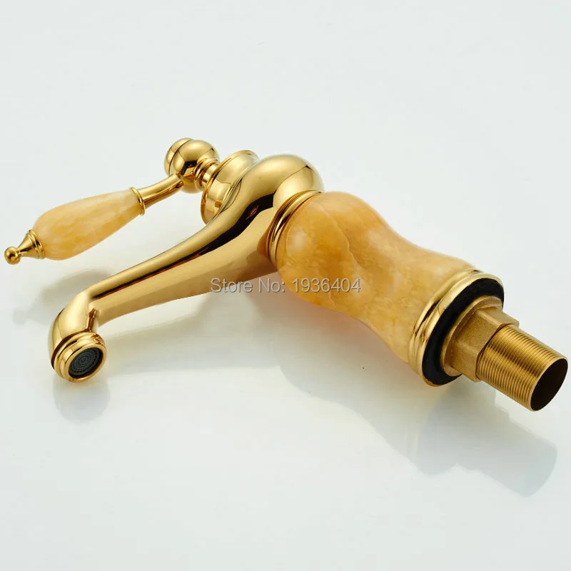 Античная латунь золотой мраморный камень Ванная комната смеситель краны на