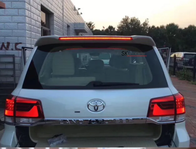 

For Land Cruiser LC200 Spoiler ABS Material Car Rear Wing Primer Color with LED light For Toyota Land Cruiser Spoiler2008-2018