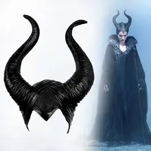 Хэллоуин косплей Maleficent ведьмы рога шляпа головные уборы маска головные уборы шлем вечерние Black queen
