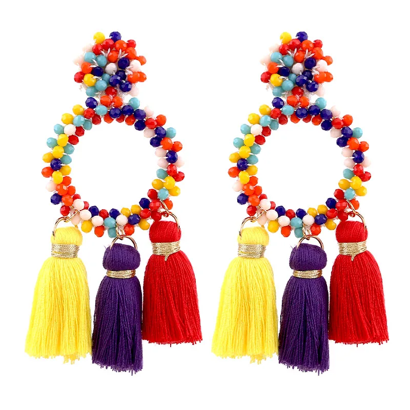E1200 Colorful Sehuoran дизайн хрустальные бусины попугай дирд висячие серьги для женщин Высокое качество модные женские массивные серьги - Окраска металла: E1200 Colorful