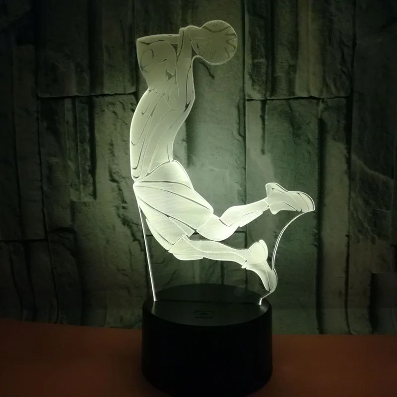 Креативный 3D Визуальный баскетбольный Dunk светодиодный ночник 7 цветов меняющий