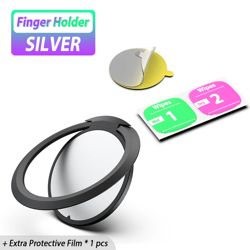Silver Круглый перстень, держатель для телефона в автомобиле, магнитное кольцо для телефона, держатель для планшета, смартфона, поддержка для iPhone, samsung, huawei - Цвет: Silver