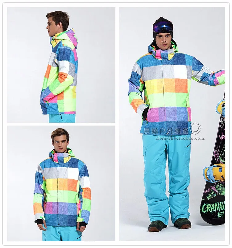 Мужской корейский стиль Открытый водонепроницаемый печатная пластина двойной Лыжный костюм открытый лыжный костюм длинный теплый и ветрозащитный Лыжная куртка