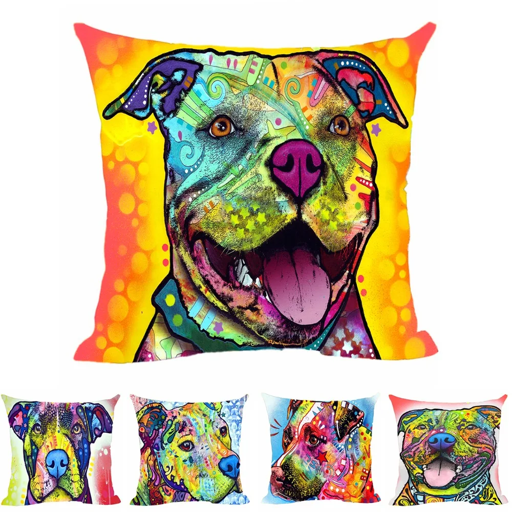 Модный чехол для подушки питбулл питомца Декоративные Чехлы автомобиля