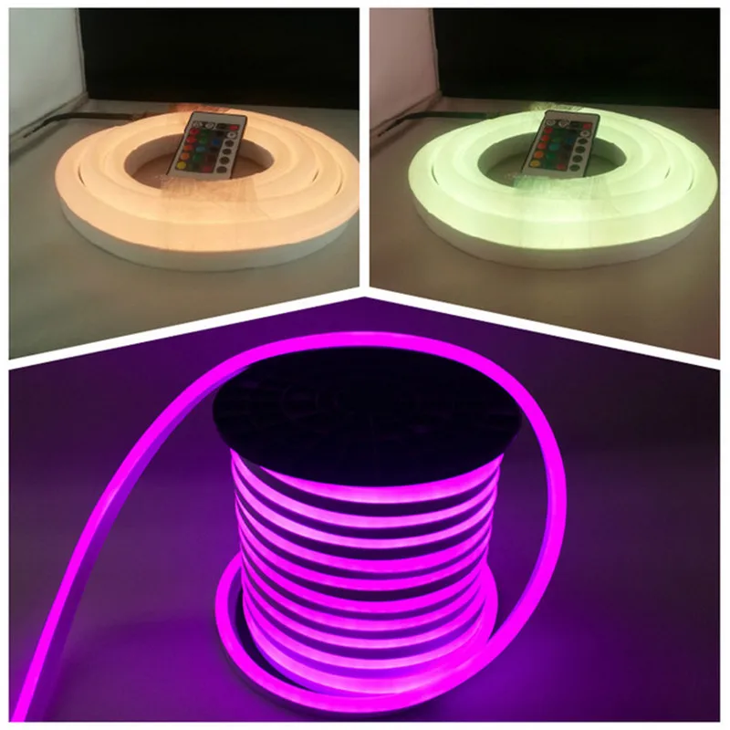 200 240В переменного тока 10 м/рулон дистанционного управления RGB Неоновая Гибкая