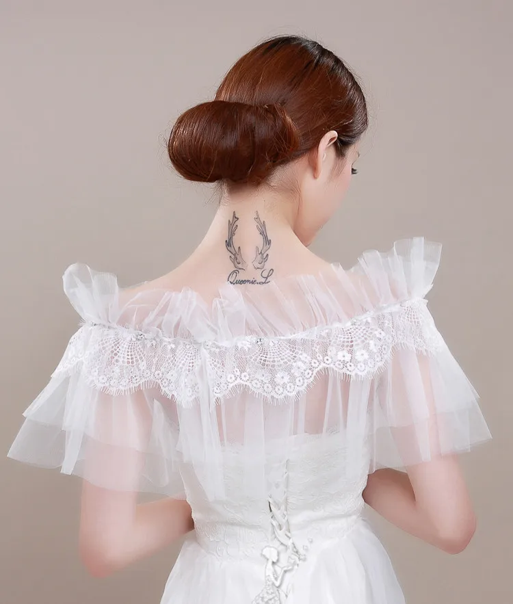 Новый белый свадебный пикантный кружевной пиджак с вырезом лодочкой и бисером