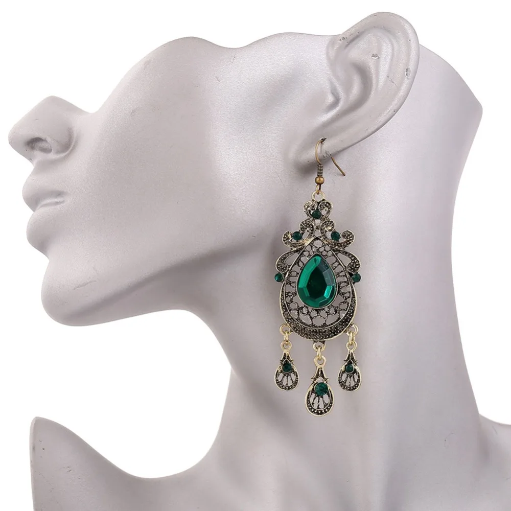 10 Пара Преувеличены Старинные Имитация Драгоценных Камней Длинными Кистями