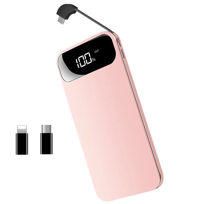UVR for Iphone Samsung Charger Power Bank Ultra-thin Dual Usb LCD Digital Display 10000mAh Fast Charge with Charging Cable | Мобильные