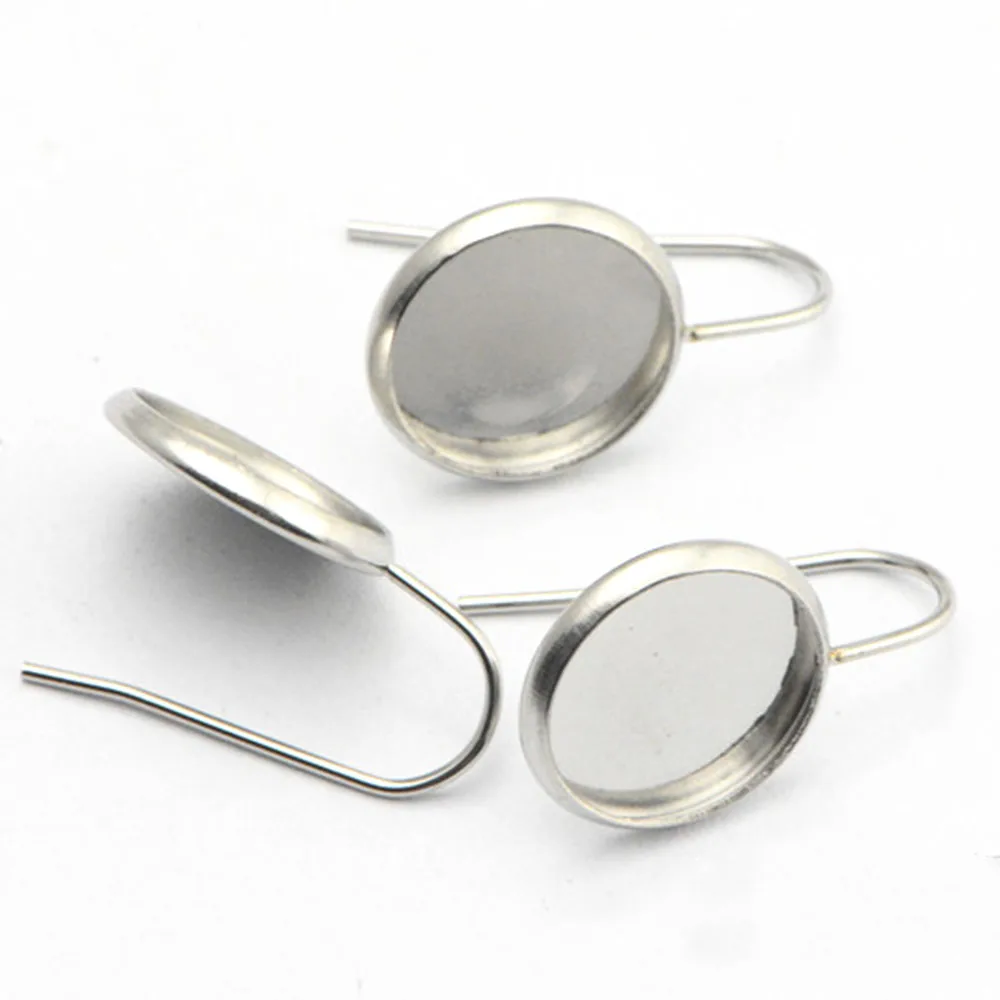 

10pcs/lot Stainless Steel Fashion Earring Hook With Cabochon Blank Base Settings DIY Jewelry Making Findings Earring Accessories