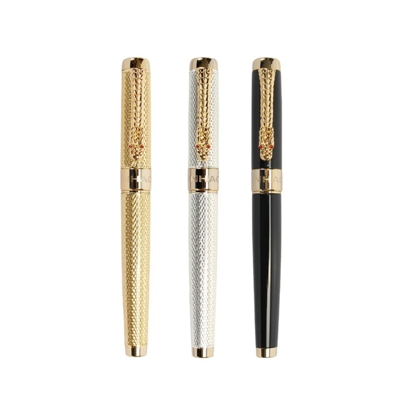 Jinhao1200 Dragon Clip 0,7 мм Ручка-роллер, средняя точка, черные чернила, серебро, золото, черный металл, подарочные шариковые ручки, офисные принадлежности