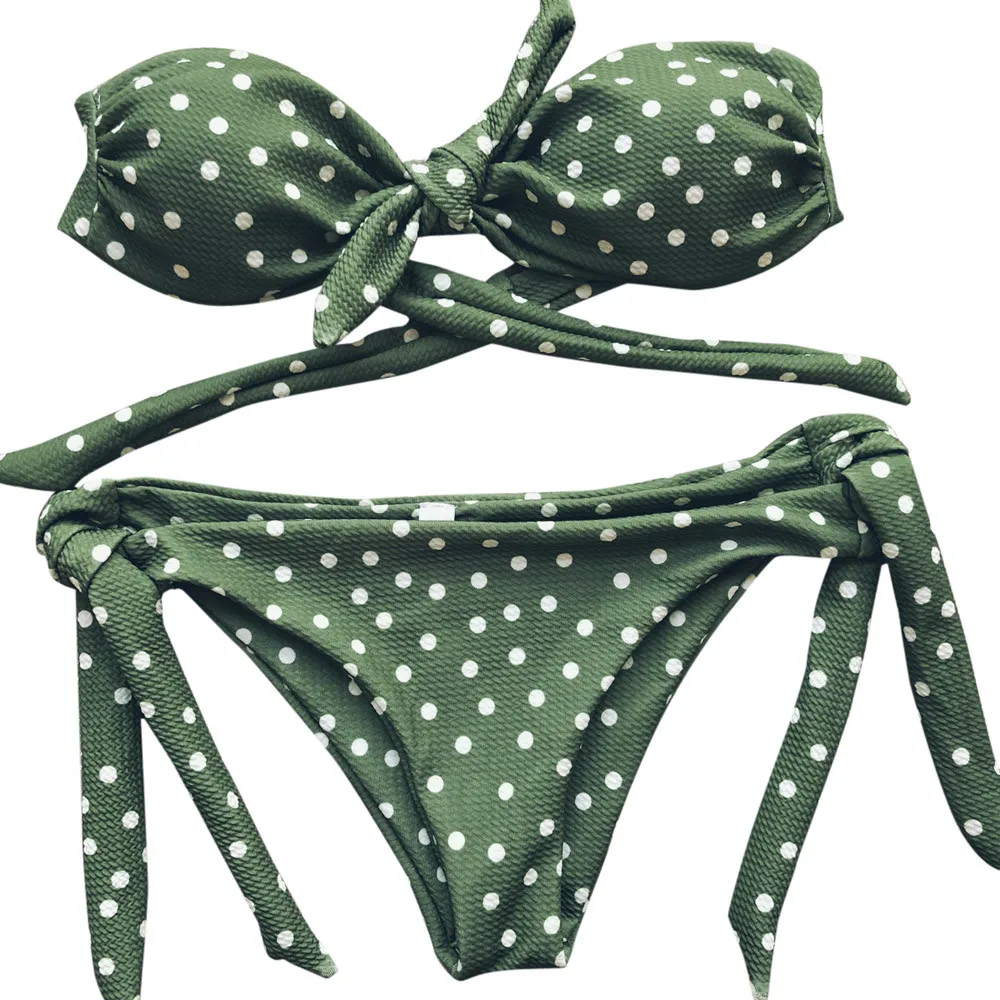 Женский раздельный купальник бикини в горошек сексуальный купальный костюм с