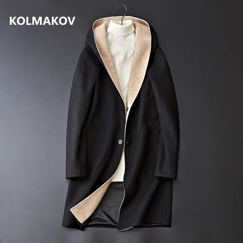 Новинка 2019 Стильное мужское пальто модная повседневная куртка с капюшоном