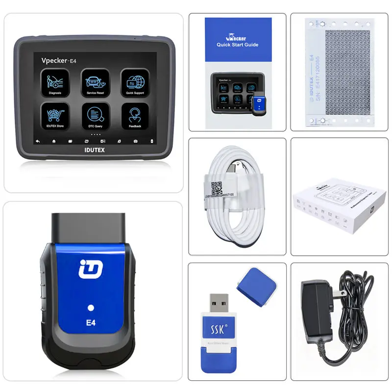 Vpecker E4 OBD2 все системы автоматический диагностический сканер ODB2 сканер код ридер DPF EPB инжектор Сервис Сброс автомобиля диагностический инструмент - Цвет: E4 with Tablet