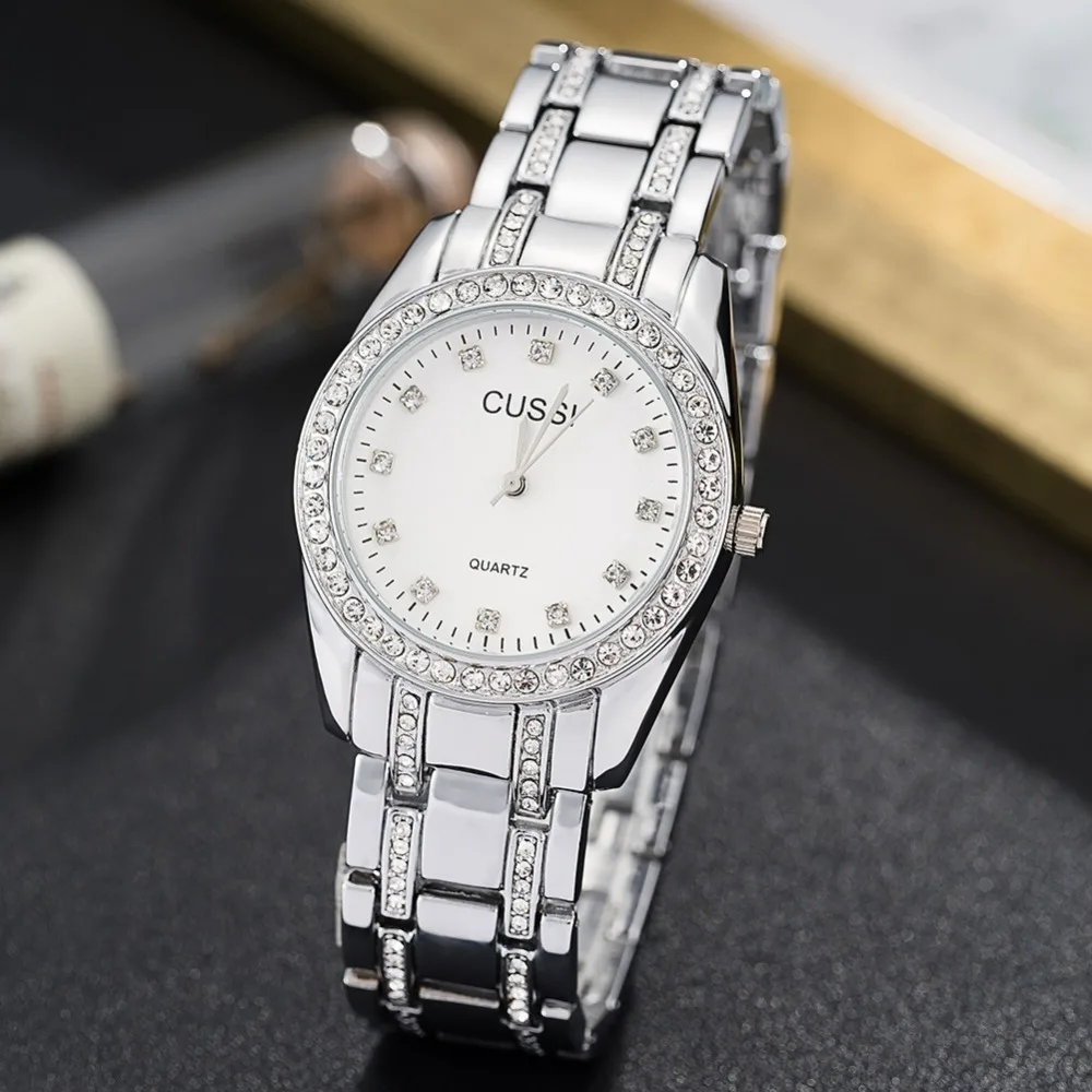 CUSSI 2019 Luxury Women Watches with Rhinestones Ladies Bracelet Fashion Quartz Wristwatch relogio feminino Clock | Наручные часы