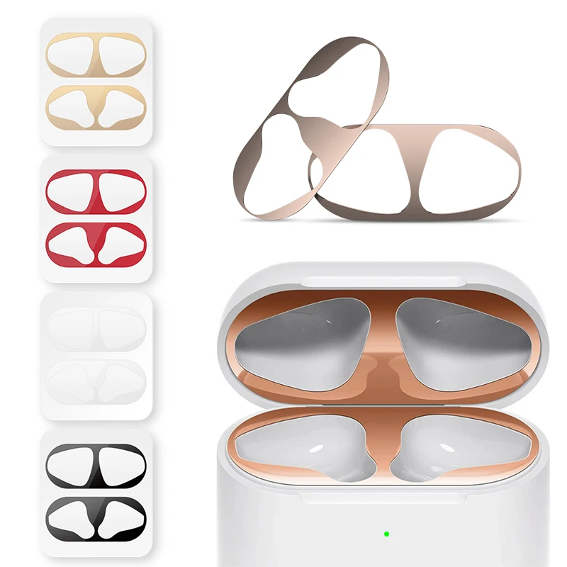 Металлическая наклейка от пыли для Airpods 2 защитная с украшениями Apple 2nd чехол