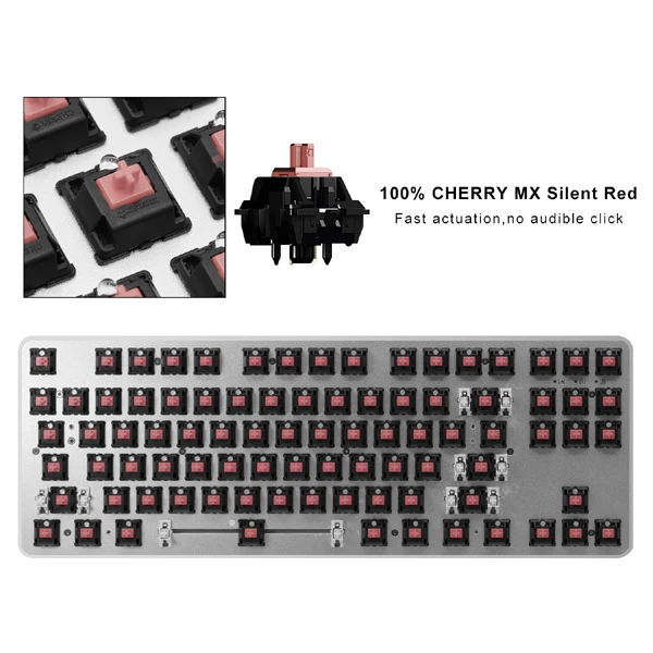 RGB Механическая игровая клавиатура-Cherry MX Switch-TKL 87 Key-Радужная подсветка-для офисной игры и повседневного использования-QWERTY-Раскладка - Цвет: Cherry Silent Red