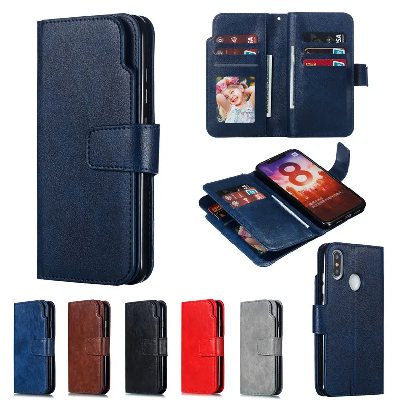 blue Кожаный чехол-кошелек, чехол для телефона xiaomi Red mi Note 6 PRO 7 4X mi 8, держатель для панели телефона с двумя отделениями для банковских карт, чехол-книжка из ПУ+ ТПУ - Цвет: blue