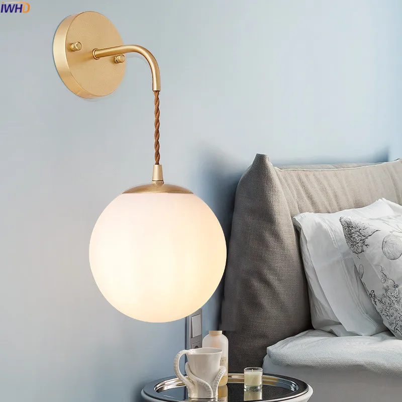 IWHD медный современный настенный светильник рядом со спальней ванной зеркалом