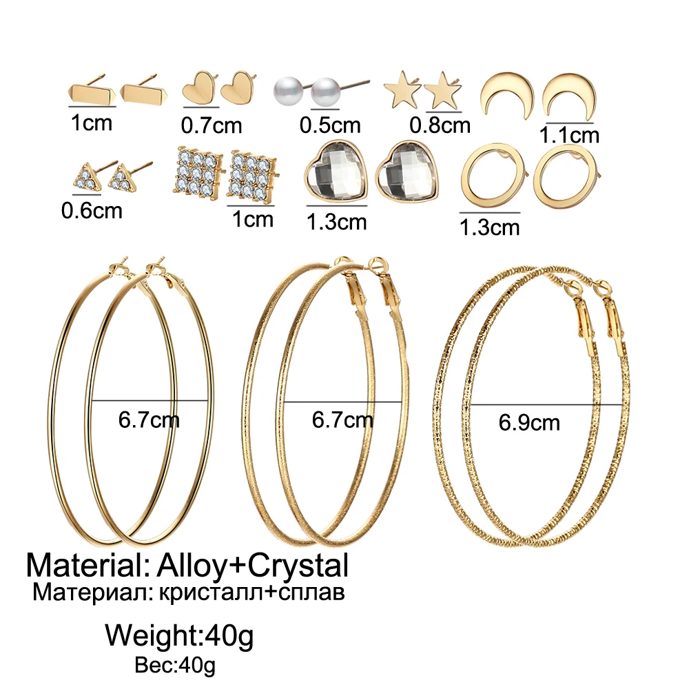 17KM Bijoux Woman Earrings Big Geometric Crystal Heart Stud For Women Fashion Simulated Pearl Party Statement Jewelry | Украшения и