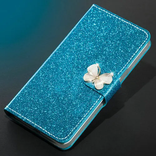 Blue butterfly Роскошный модный блестящий чехол для huawei P10 P20 mate 10 20 Lite Pro, чехол-книжка с бумажником - Цвет: Blue butterfly