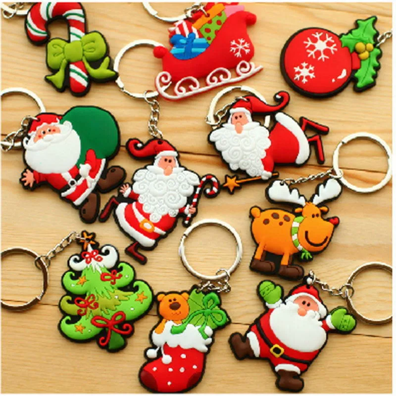 

Cute Cartoon Santa Claus Keychain Keyrings Xmas Tree Ornament Decoration Party Holiday Christmas Party Favors Gifts