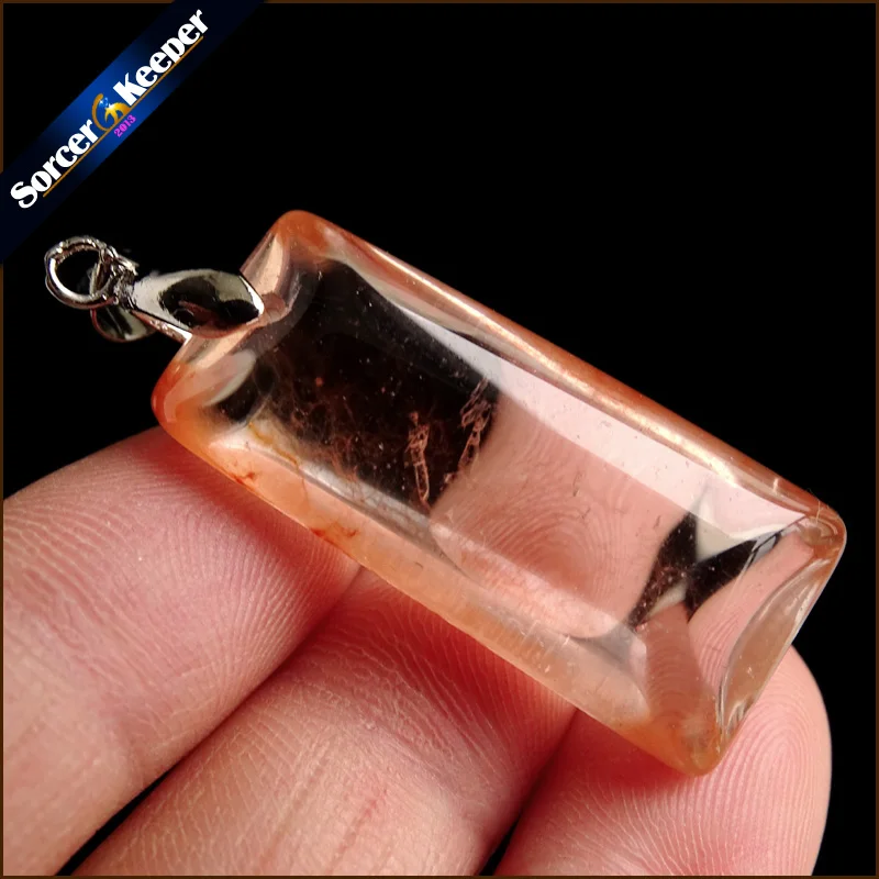 Для женщин Jewelry Цепочки и ожерелья Мода Редкие натуральный камень красный кролик волосы мех Рутиловый Кварц полированный кулон YS210