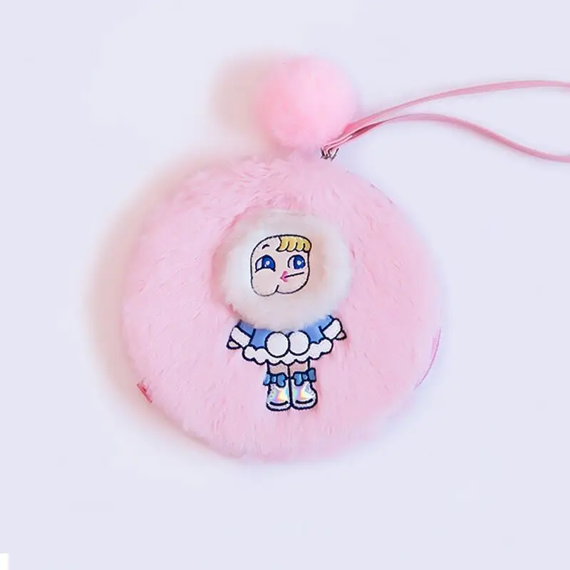 Pink Bentoy Eskimo девушка кошелек для монет Milkjoy мультфильм Плюшевый круг женская сумка для ключей Мини сумка для денег помада сумка для хранения карт супер милая - Цвет: Pink