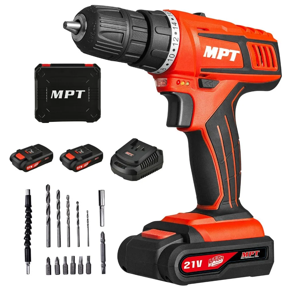 MPT 21V Max 3/8 дюйма компактный беспроводной набор электродрелей с двумя