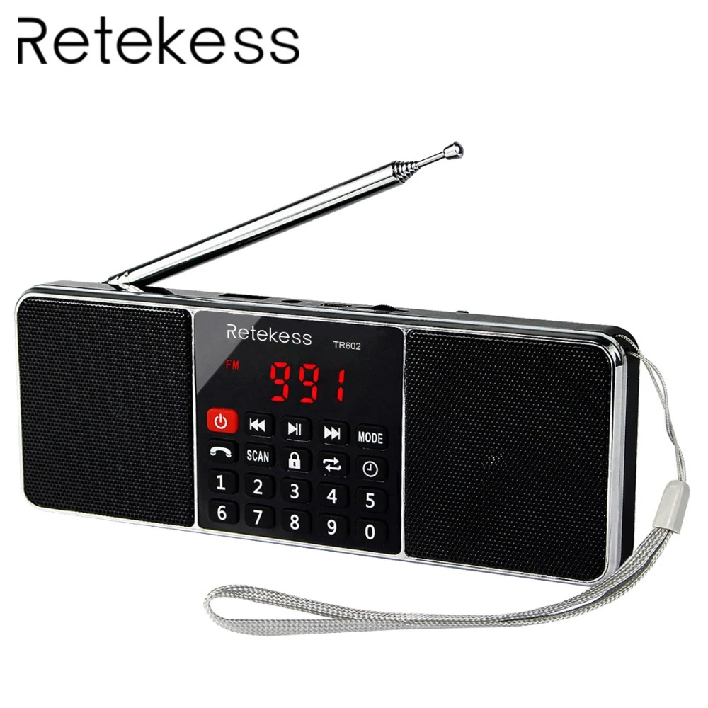 RETEKESS TR602 радио портативный FM AM Bluetooth радио приемник с MP3-плеером беспроводной динамик AUX Поддержка TF карты таймер сна