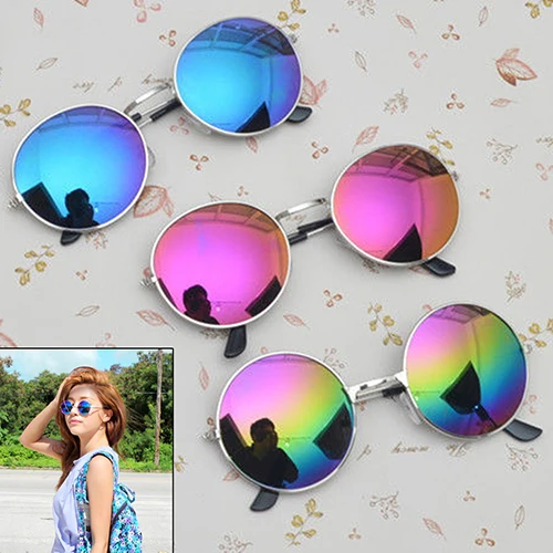 Оптовая продажа мужские и женские винтажные круглые очки с зеркальными линзами в