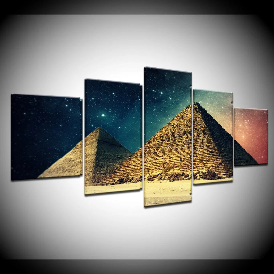 

Canvas Painting Sunset - Egypt pyramids 5 Pieces Wall Art Painting Modular Wallpapers Poster Print for living room Home Decor