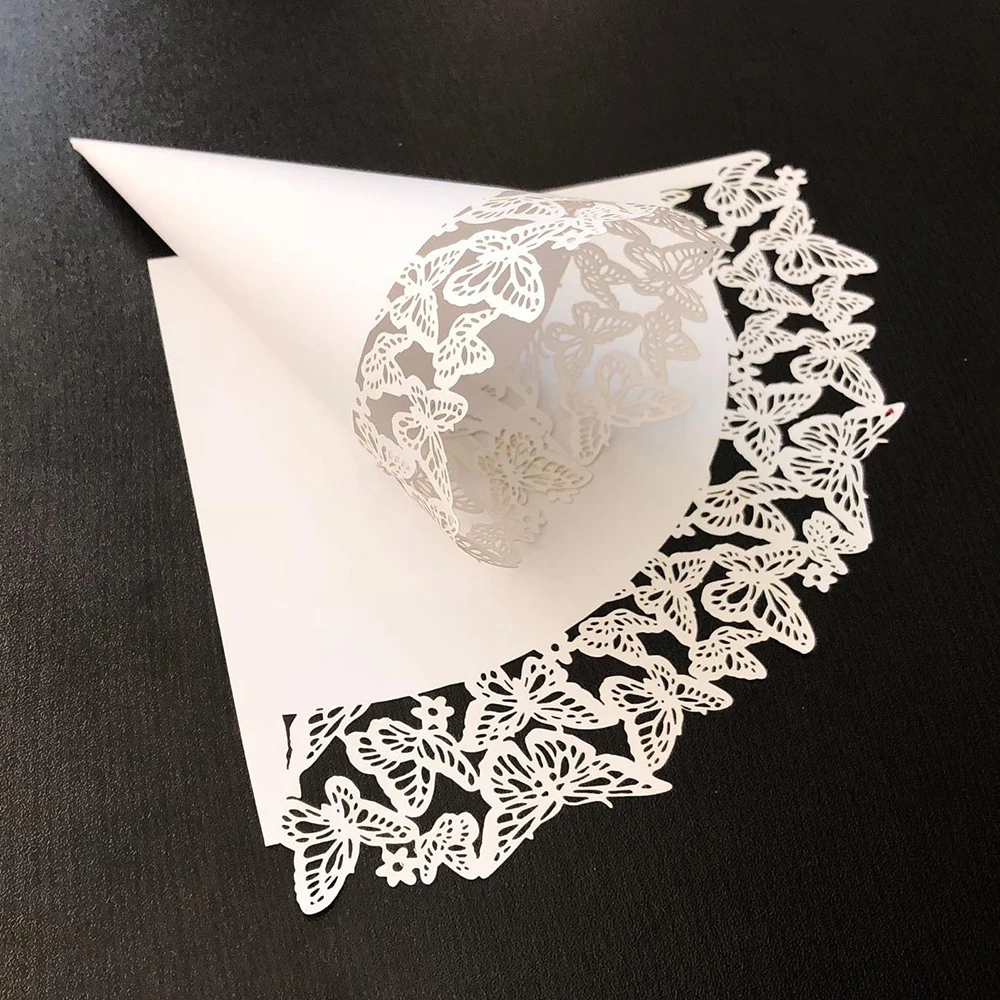 

50Pcs/pack Lace Flowers Paper Petal Cones Candy Holder Wedding Confetti Paper Cup DIY Cups Party Decorative Accessories