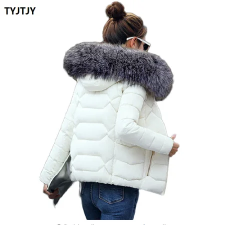 Beige Женские куртки, зимнее пальто, модное Короткое женское пальто, корейское платье, теплый шерстяной воротник, толстая теплая зимняя куртка для женщин - Цвет: Beige