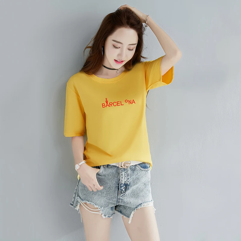 Повседневная женская футболка топы 2019 новые летние женские футболки модные с