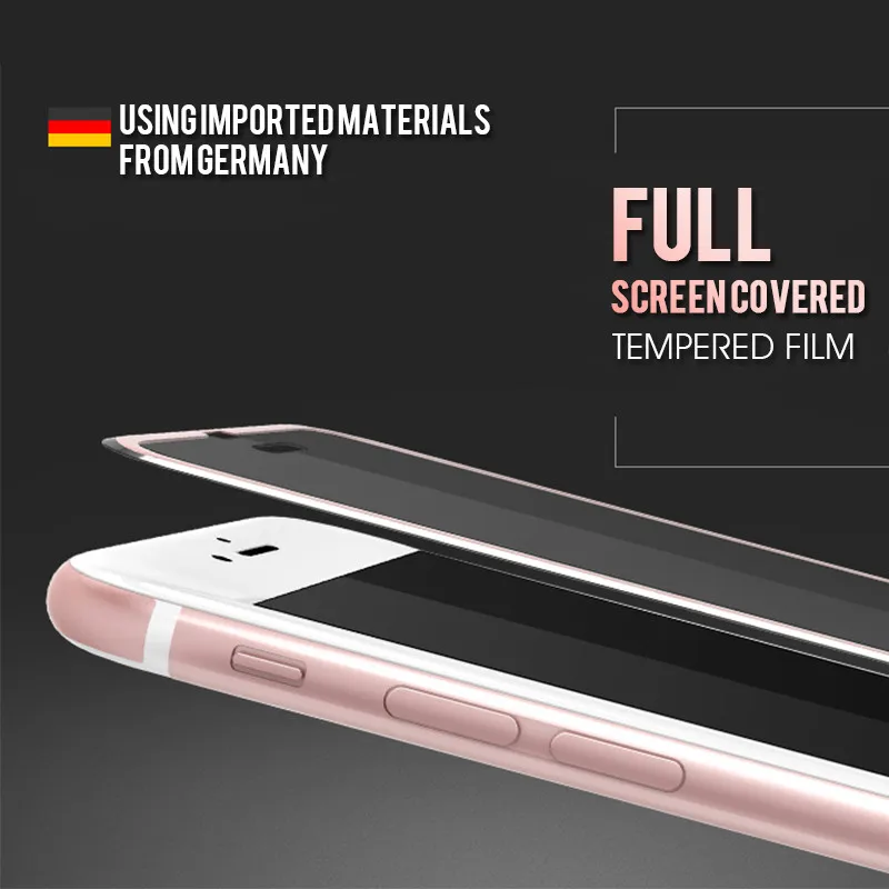 Роскошное 6D закаленное стекло для iphone 6 6s 7 8 Plus полное покрытие металлический край