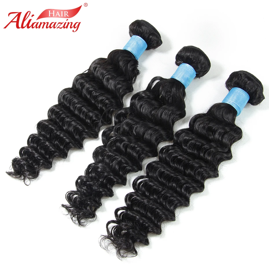 

Ali Amazing Hair Human Hair Bundles 3pcs/lot Deep Wave Remy Brazilian Hair Weave Bundles Extensions Double Weft Free Shipping