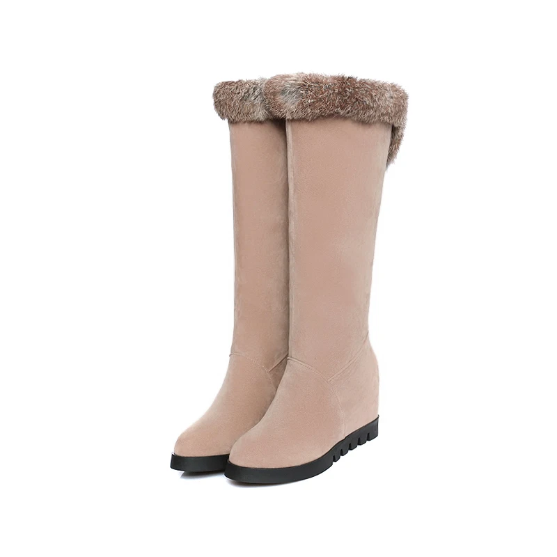 Женские повседневные сапоги до колена теплые зимние с круглым носком размеры 34 43