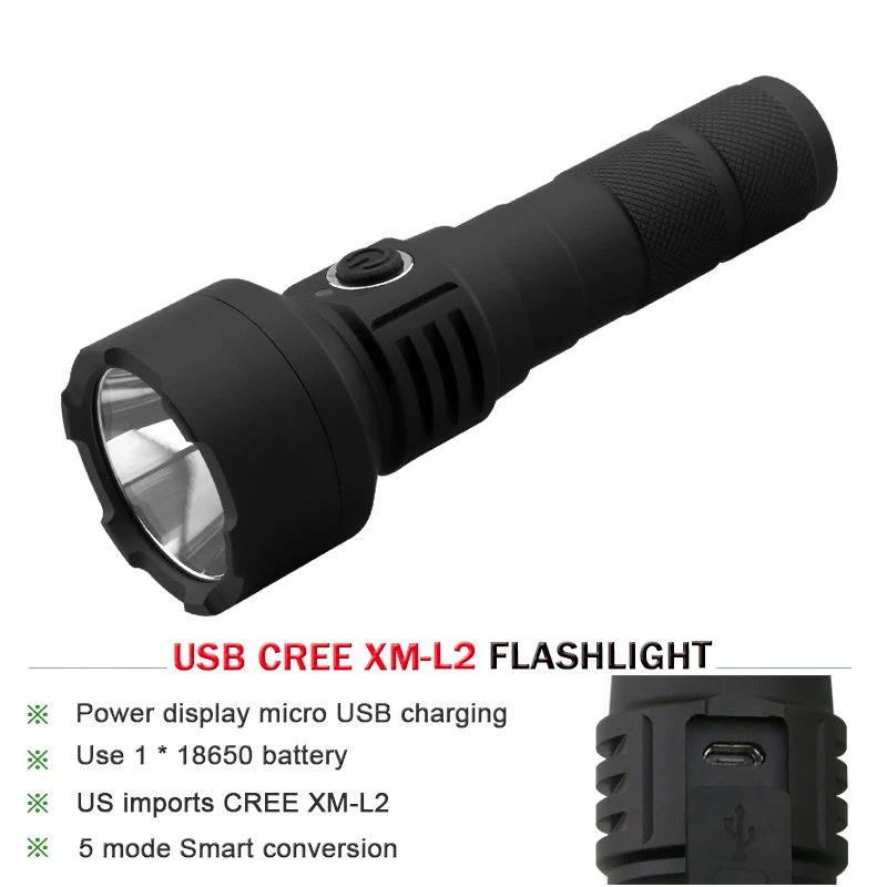 Мощный светодиодный фонарик xm l2 lanterna militar usb зарядка lamp18650battery zaklamp