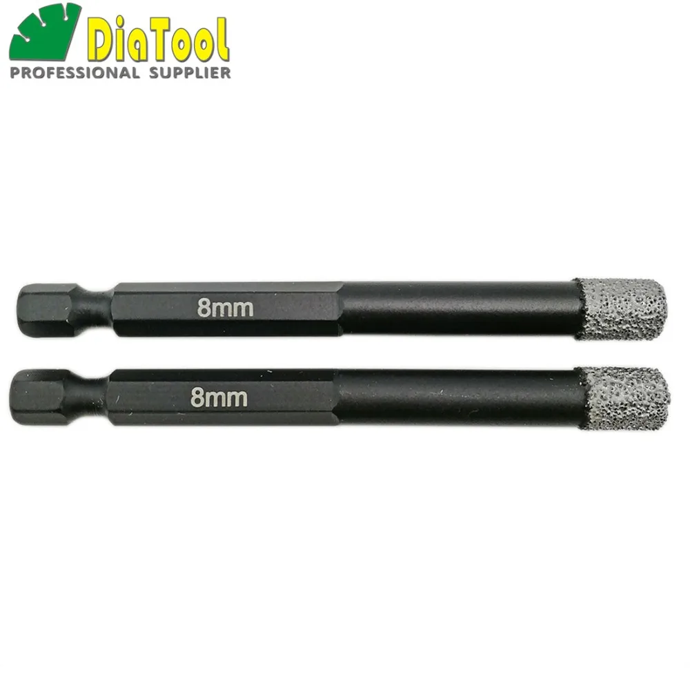 DIATOOL 2pcs Diameter 8mm Vaccum Brazed Diamond drilling bits for stone porcelain/tile Masonry quick-fit Shank | Инструменты