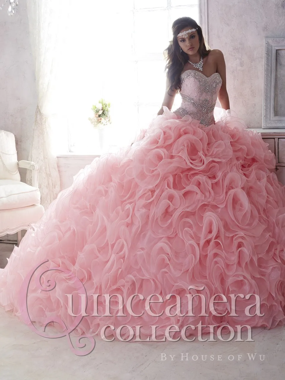 Романтический Розовый Кружевной Милая Съемные Юбки Quinceanera Платья Раффлед