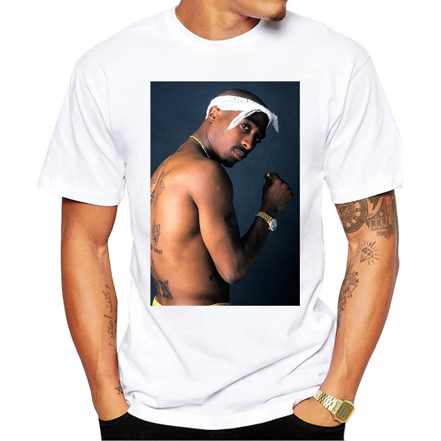 Футболка Tupac мужская с принтом тенниска в стиле хип хоп повседневная крутая майка