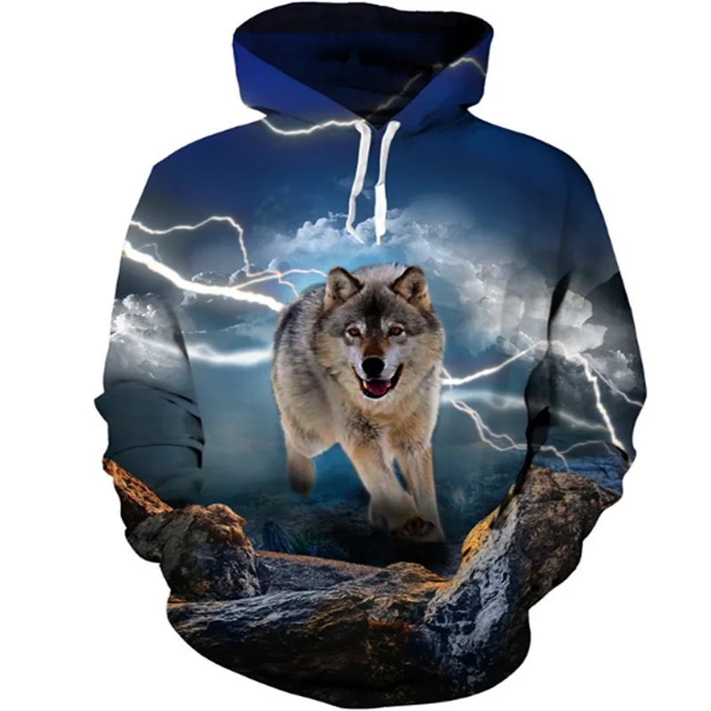 

Cloudstyle 2020 3D Hoodies Men Thunder Wolf 3D Print Fashion Hipster Sweatshirts Streetwear Spring Pullovers Tops Plus Size 5XL