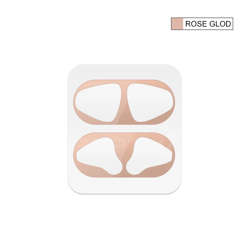 Rose Gold Металлическая защита от пыли для Air pods 2 защита гарнитуры наклейка для Apple Airpods 2nd чехол наклейка s Наклейка кожа для AirPods2 аксессуар - Цвет: Rose Gold