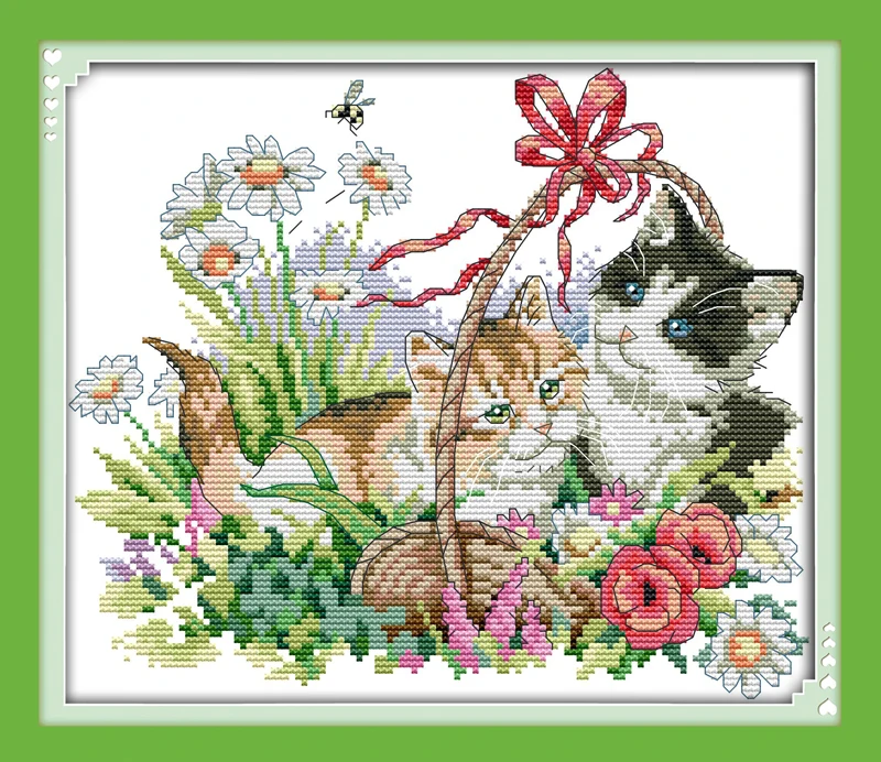 

Four seasons cats(1)-Spring cross stitch kit 18ct 14ct 11ct stitching embroidery DIY handmade needlework