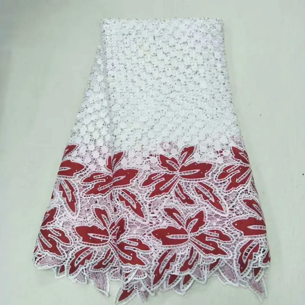 white Wholesale Embroidery african guipure lace water soluble chemical fabric!High quality cream fabric | Дом и сад