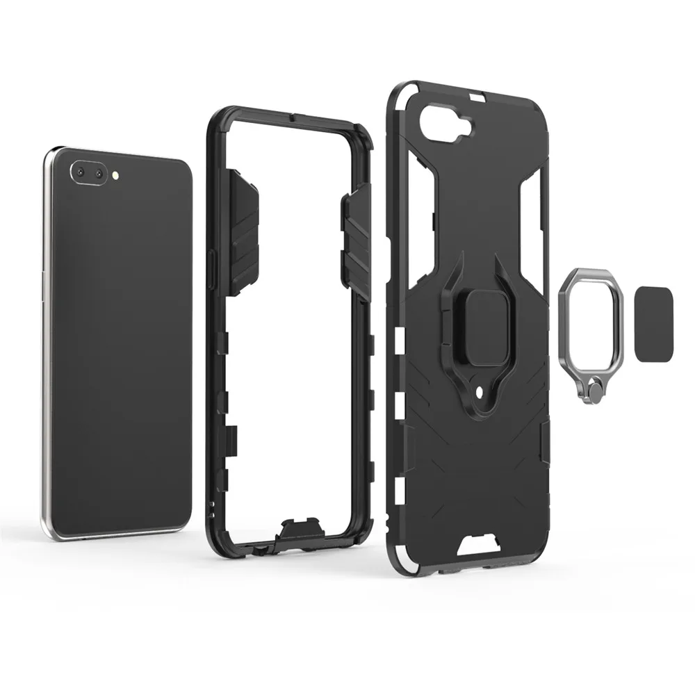 For Oppo A3s Case Cover Silicone Tpu And Hard Pc Ultra Luxury Armor Shockproof Metal Ring Holder | Мобильные телефоны и