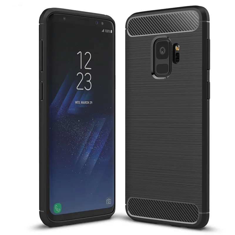 Роскошный противоударный чехол из углеродного волокна для телефона Samsung S8 S9 Plus